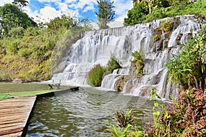 Beautiful Tad Koo Waterfall in Paksong District, Champasak Province