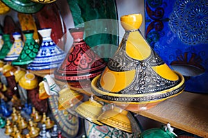 Beautiful tajines in the market, Morocco