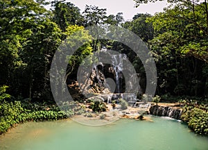 The beautiful tat Kuang Si Waterfalls, Luang Prabang province, Laos