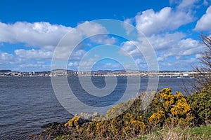 Beautiful Tay Road Bridge in Dundee with Clear blue Skys