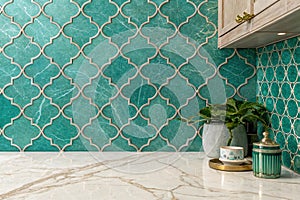 Teal marble wall texture background