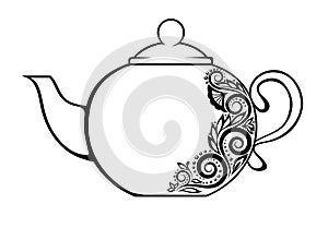 Beautiful teapot, decorated with black and white f