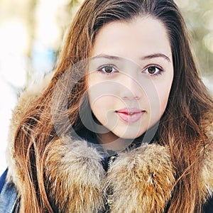 Beautiful teen girl close up portrait
