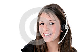 Beautiful Teen Girl With Headset Over White