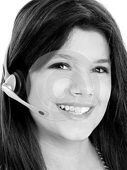 Beautiful Teen Girl With Headset Over White