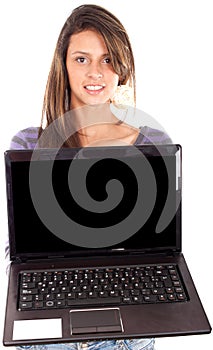 Beautiful Teen Girl With Laptop