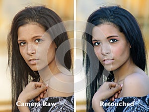 Beautiful Teen Latina, Raw Versus Retouched