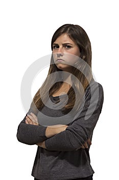 Beautiful teenage girl angry portrait