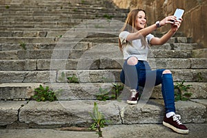 Beautiful Teenage Girl in the Old Town