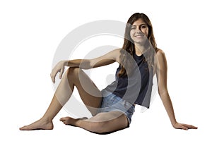 Beautiful teenage girl portrait sitting relax smiling