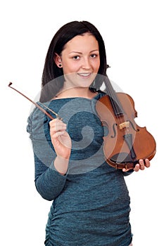 Beautiful teenage girl with violin portrait