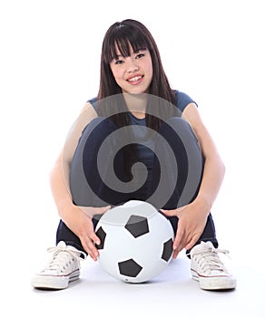 Beautiful teenager Japanese soccer student girl