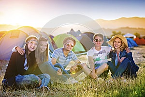 Beautiful teens at summer festival