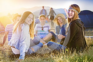 Beautiful teens at summer festival photo