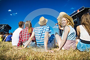 Beautiful teens at summer festival