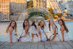 Beautiful teens in white clothes