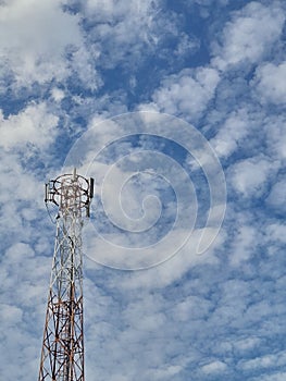 Beautiful telecommunication towers and amazing on a sunny day and blue sky.