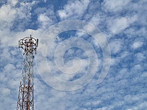 Beautiful telecommunication towers and amazing on a sunny day and blue sky.