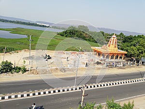 Beautiful temple lake scenery burla sambalpur photo