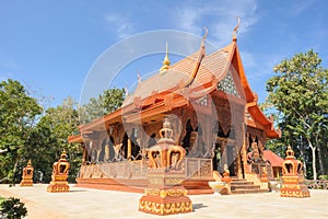 Beautiful temple is teak wood sanctuary, Thailand.