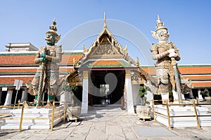 Beautiful temple of Wat Phra Kaew landmark in Bangkok Thailand, .Travel concept