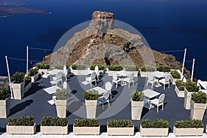 Beautiful terrace of a restaurant and sea