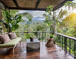 beautiful terrace with a view of the jungle