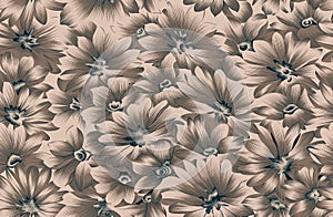 Beautiful textile flowers allover design print