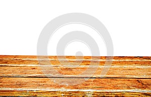 Beautiful texture empty brown wood table top texture on white background.For create product display or design key visual