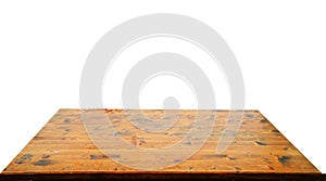 Beautiful texture empty brown wood table top texture on white background.For create product display or design key visual