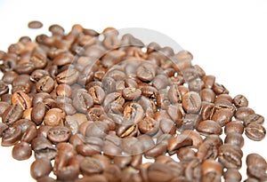 Beautiful texture placer whole roasted coffee beans photo