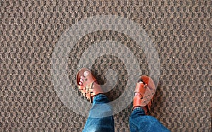 Beautiful textured carpet with legs.