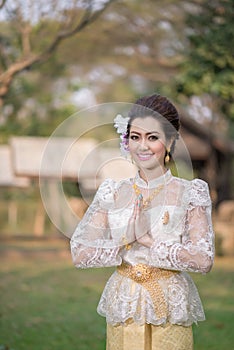 Beautiful Thai girl in Thai traditional costume