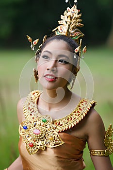 Beautiful Thai lady in Thai traditional drama dress