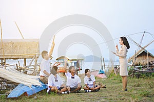 Beautiful Thai Teacher teaching student to learn natural