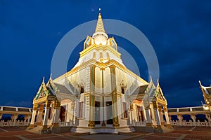 Beautiful Thai temple against twilight sky