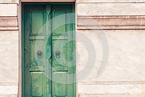 Beautiful Thai vintage and retro green door background