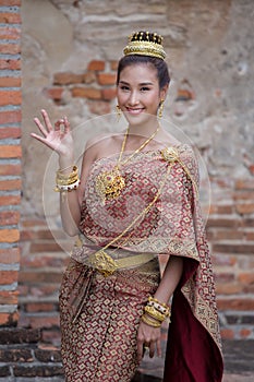 Thai woman in national costum photo