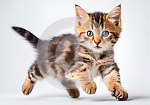 Beautiful three colored cute alert tabby kitten cat.