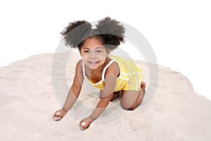 Beautiful Three Year Old Girl Playing In Sand