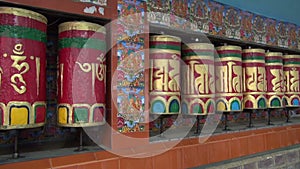 Beautiful Tibetan buddhist prayer wheels in Dharamshala, India