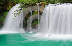 A beautiful time lapsed waterfall landscape