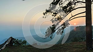 Beautiful timelapse sunset twilight landscape in rain forest.