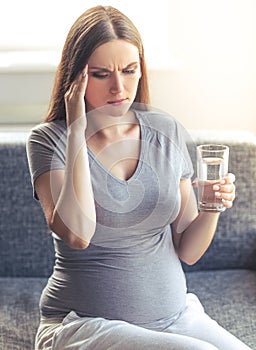 Beautiful tired pregnant woman