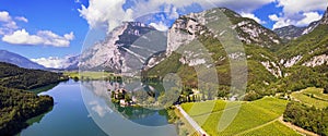 Beautiful Toblino lake is considered one of the most romantic lakes in the Trentino, Italy. photo