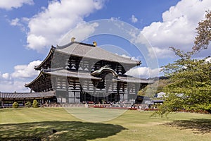 The beautiful Todai-ji temple and the Great Buddha hall in Nara, Japan