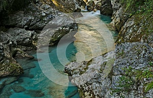 Beautiful Tolmin gorge in slovenian part of Julian Alps