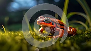 Beautiful Tomato frogs on the ground