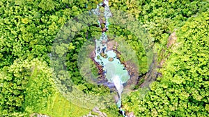 Beautiful top down drone view of Ciletuh waterfall