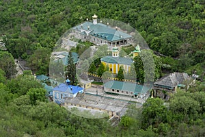 Beautiful top view of the Holy Trinity Monastery of Saharna, Moldavia